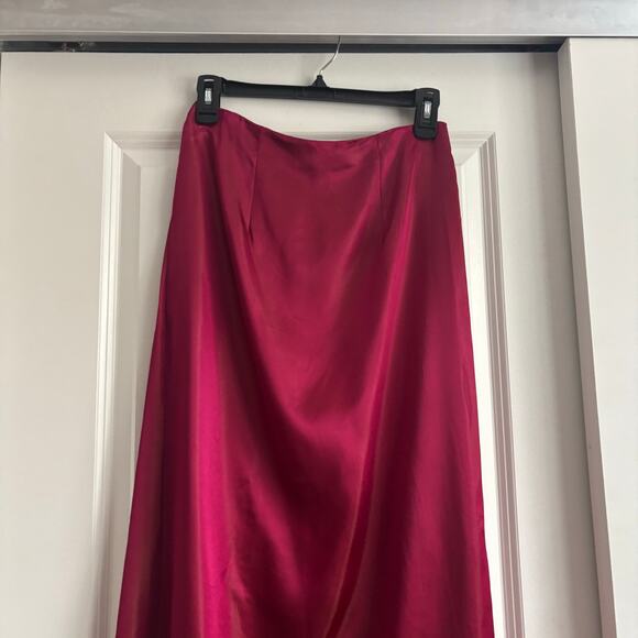 Vintage 90s Zum Zum Satin Maxi Skirt Jewel Tone Red/Pink Formal Small Whimsical - Picture 3 of 13